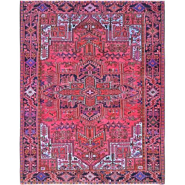 Shahbanu Rugs Pale Violet Red Old Persian Heriz Good Condition Pure